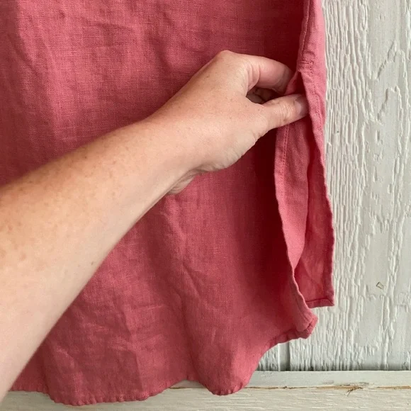 Frank&Eileen Grayson Pink 100% Linen The Artist Short Sleeve Full Length Dress L - Picture 6 of 14